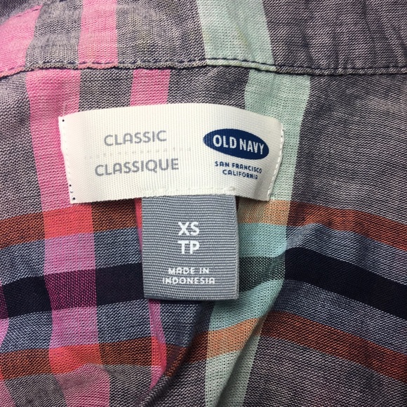 OLD NAVY Classic Semi-Sheer Plaid Shirt XS/XXL - Picture 4 of 6